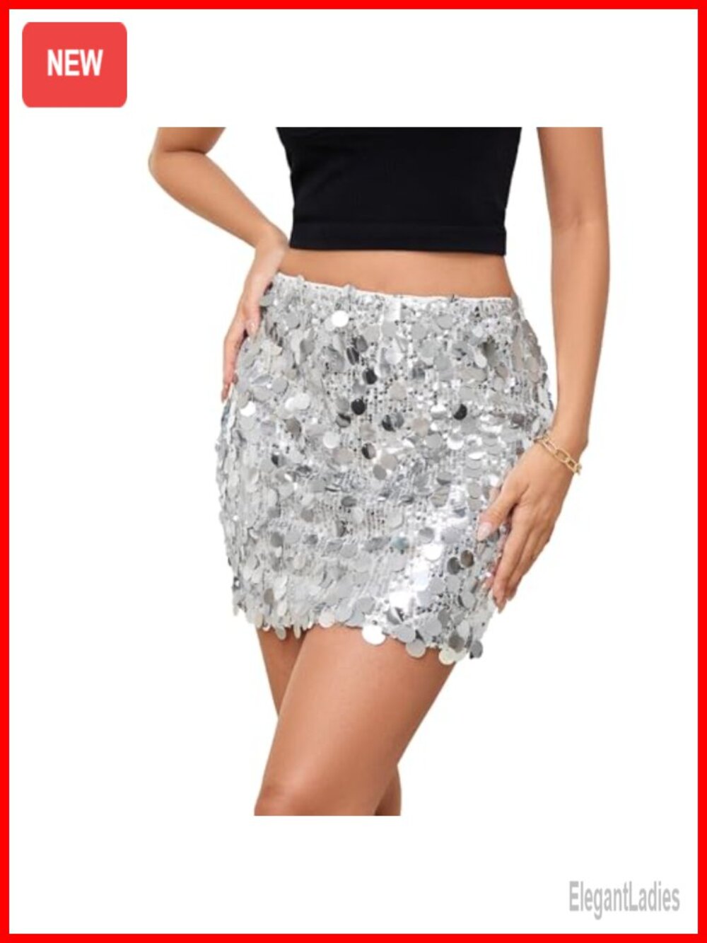 Sequin Mini Skirt Stretchy Bodycon Glitter Party Club Night Out